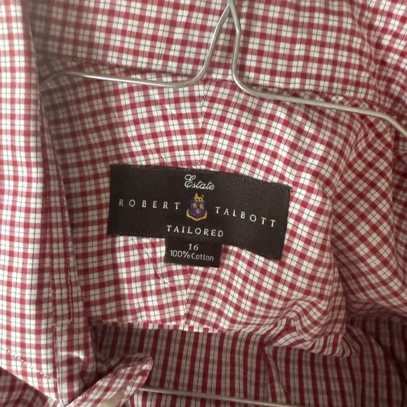 Robert Talbott Button down. Size 16. Red, brown, and white - Picture 2 of 2